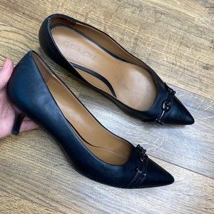Coach Kitten Heel Black Leather Elegant Heels in Size 8.5